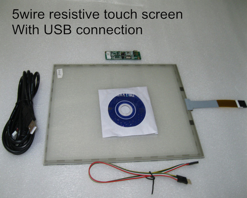 USB 케이블과 5 철사를 가진 주문 Tft 저항하는 접촉 위원회 TP 유리